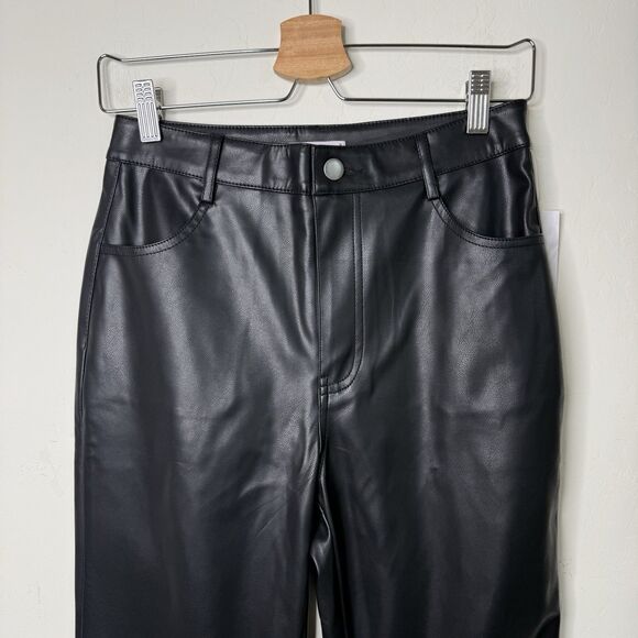 NWT Size 9 SO Black Faux Leather High Rise Flare Bell Bottom Pants Chic Goth 70s - Picture 6 of 16